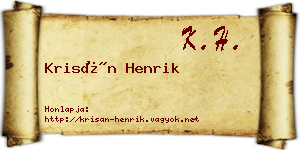 Krisán Henrik névjegykártya