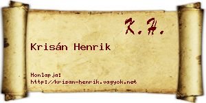 Krisán Henrik névjegykártya